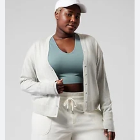 Athleta Sweaters - Athleta Lightweight V-Neck Button Front Cardigan Coverup Fog Grey Heather 2X